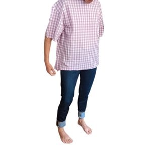 Aff Korean Gingham Short Sleeve Blouse